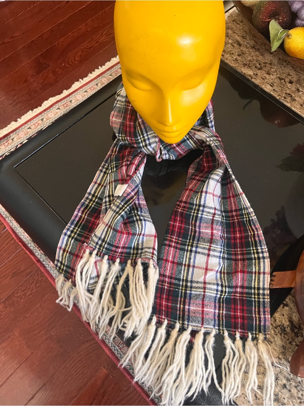 Vintage, Men's Red Plaid Fringed Scarf - Classic Winter Accessory